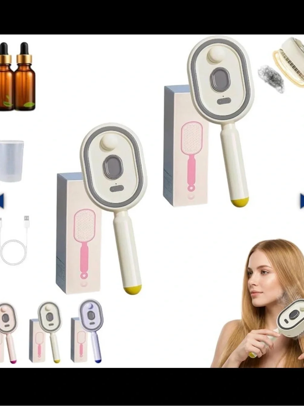 Electric Spray Retractable Air Cushion Comb - White